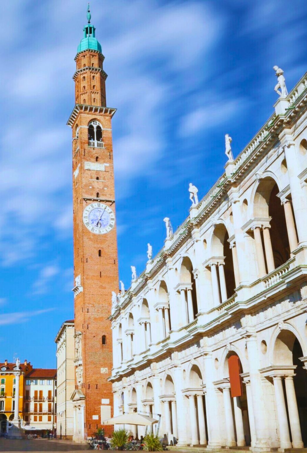 Palladian Basilica and Bissara Tower in Vivenza, Italy